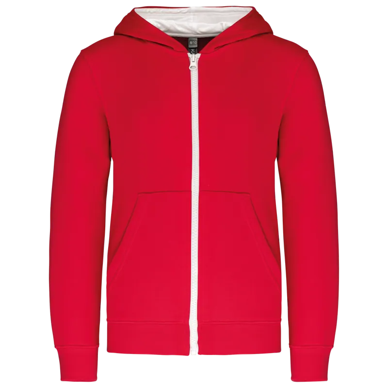 Kindersweatvest met capuchon in Red / White