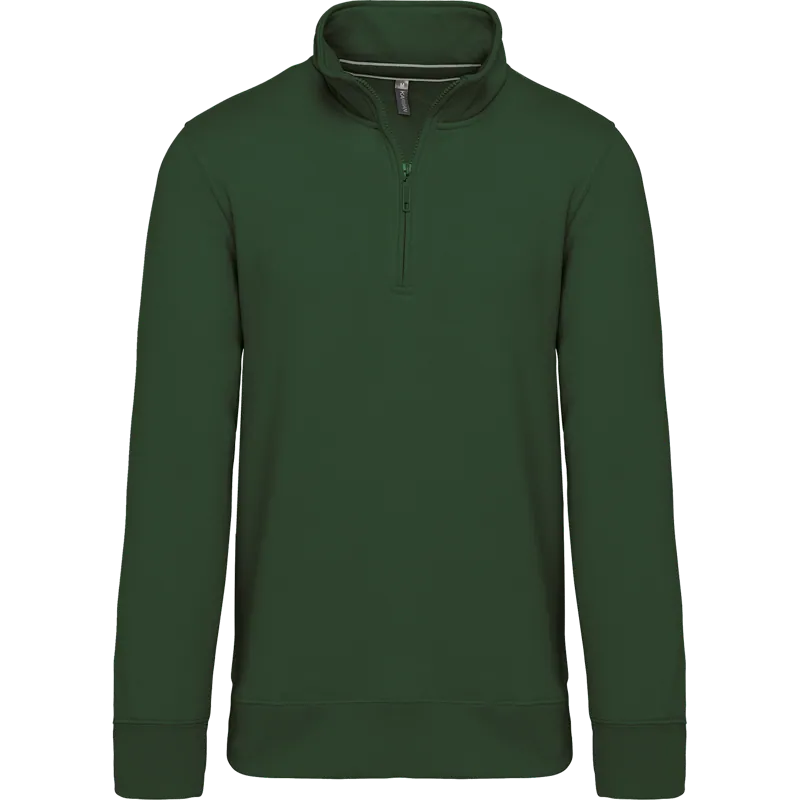 Sweater met ritskraag in Forest Green