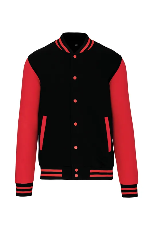 College jacket unisex in Black / Red