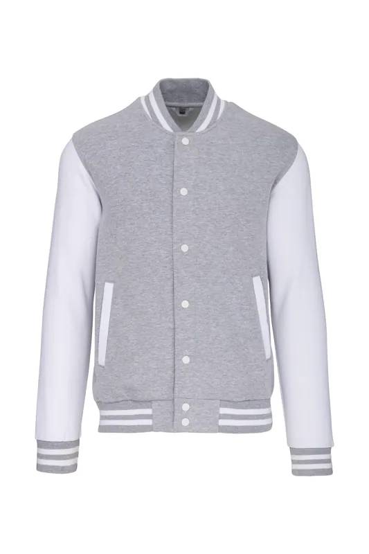 College jacket unisex in Oxford Grey / White