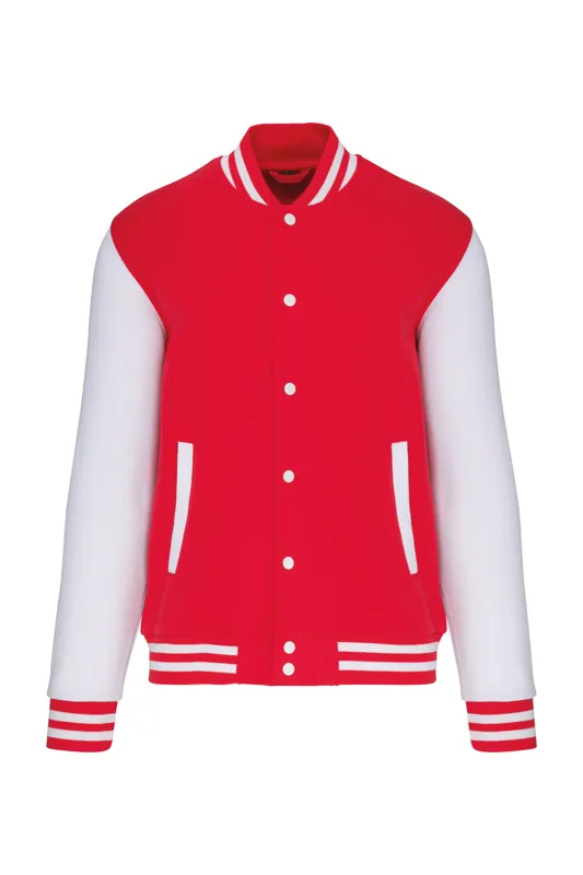 College jacket unisex in Red / White