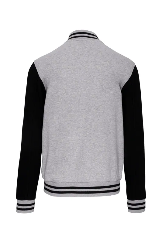 Kinder college jacket in Oxford Grey / Black, achterkant