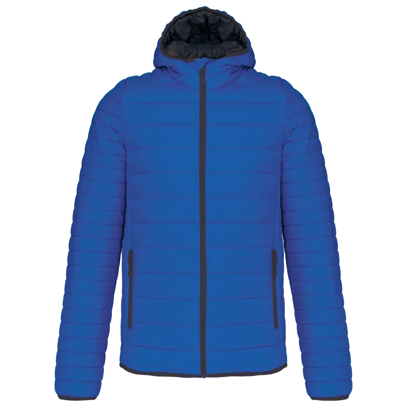 Men's lightweight hooded padded jacket in Light Royal Blue