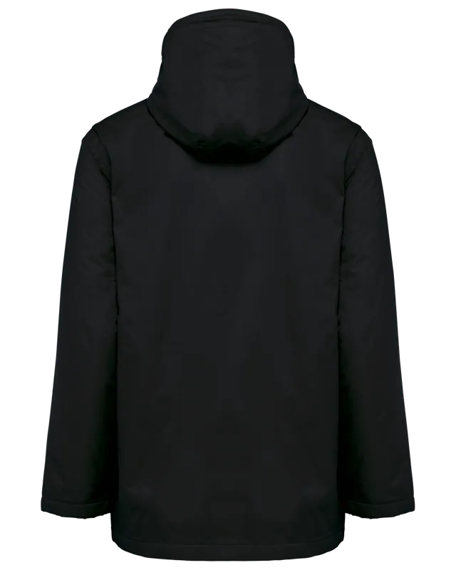 Uniseks fleecejas met gevoerde capuchon in Black, achterkant