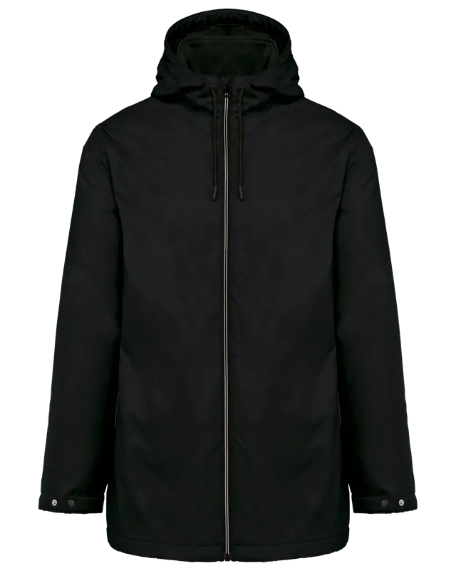 Uniseks fleecejas met gevoerde capuchon in Black