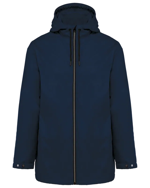 Uniseks fleecejas met gevoerde capuchon in Navy