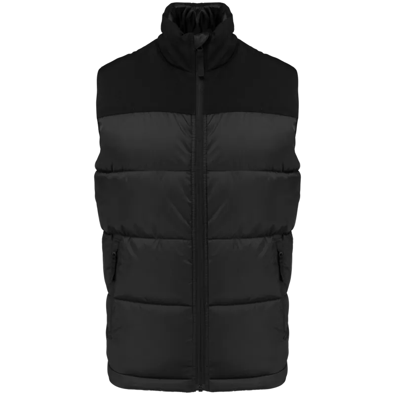 Tweekleurige gewatteerde bodywarmer uniseks in Black