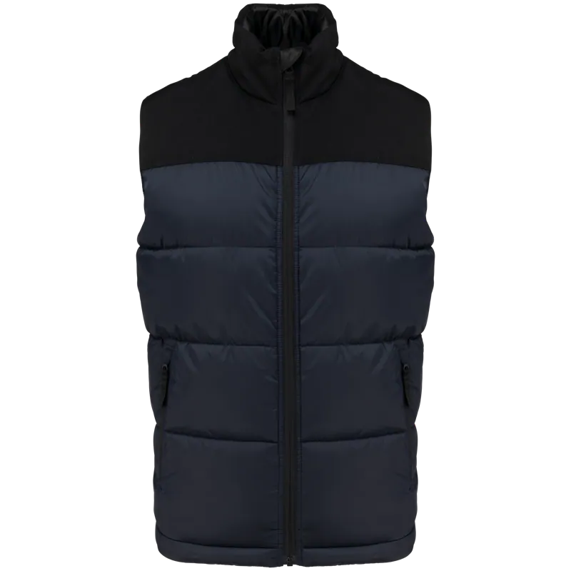 Tweekleurige gewatteerde bodywarmer uniseks in Navy / Black