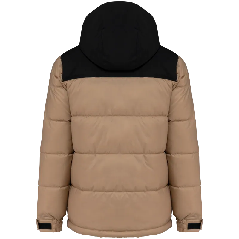 Uniseks Tweekleurige gewatteerde donsjack in Wet Sand / Black, achterkant