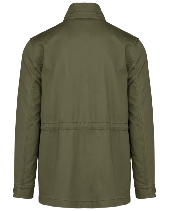 Heren Safarijasje in Washed Light Khaki, achterkant