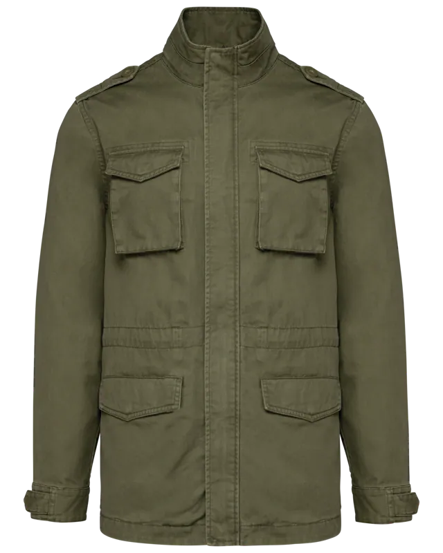 Heren Safarijasje in Washed Light Khaki