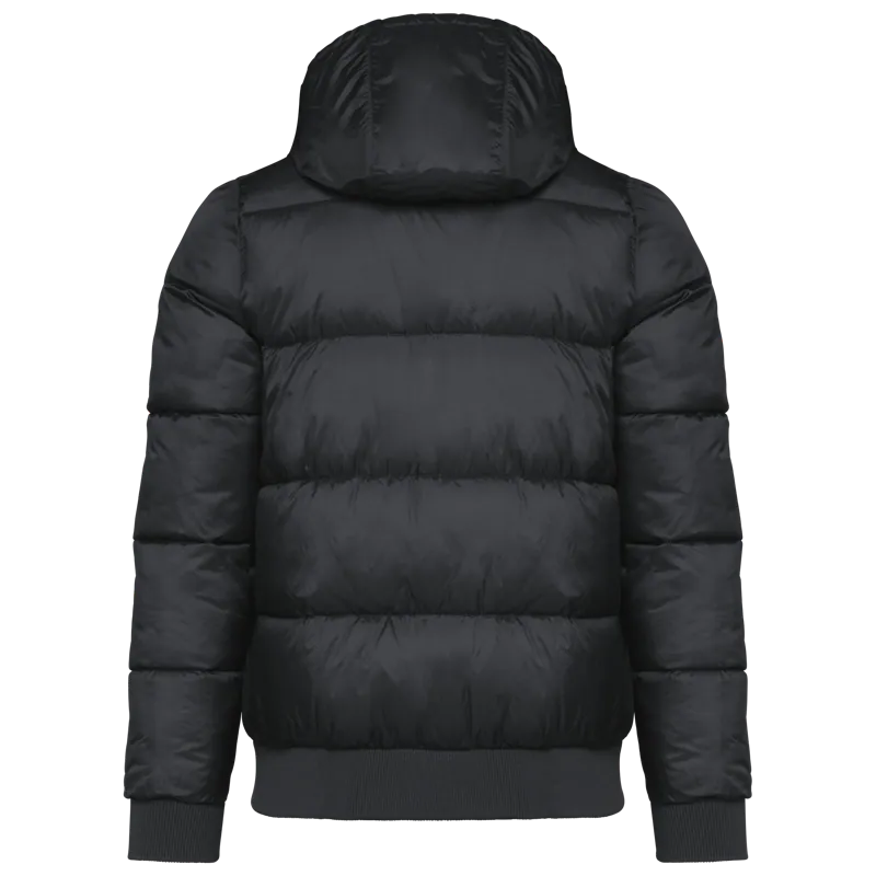 Uniseks donsjack met capuchon van gerecycled ripstop in Black, achterkant