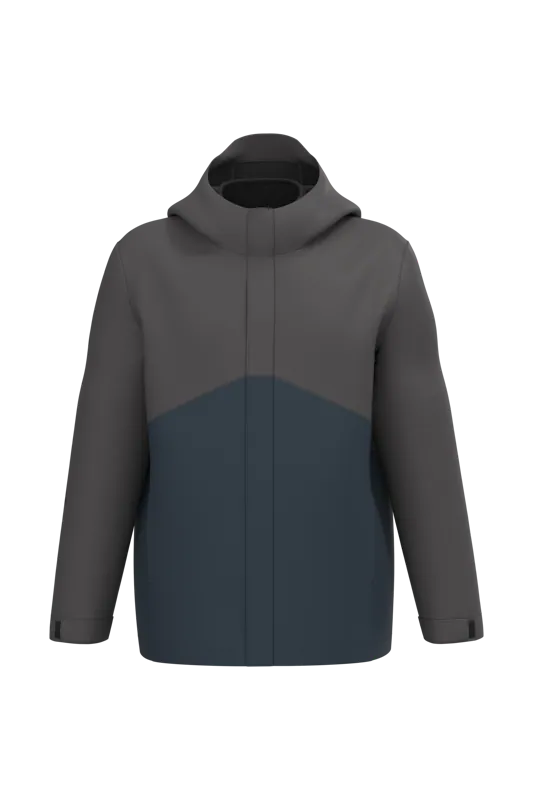 3-in-1 regenparka met capuchon in twee kleuren uniseks in Navy / Dark Grey