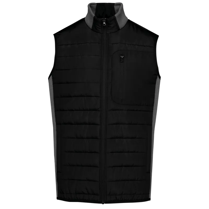 Herenbodywarmer in twee stoffen in Black / Dark Grey Heather