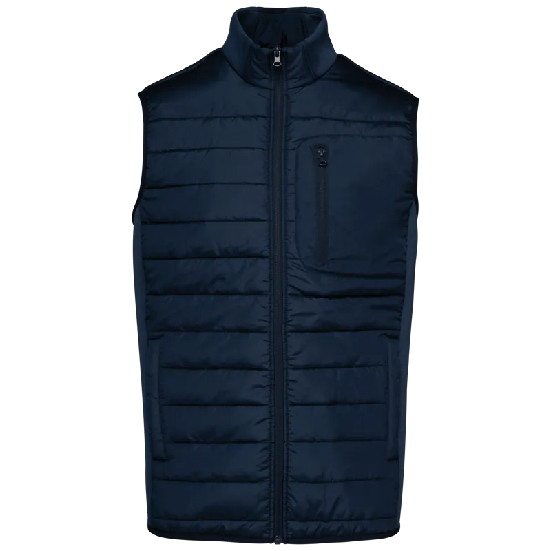 Herenbodywarmer in twee stoffen in Mid Navy / Midnight Navy Heather