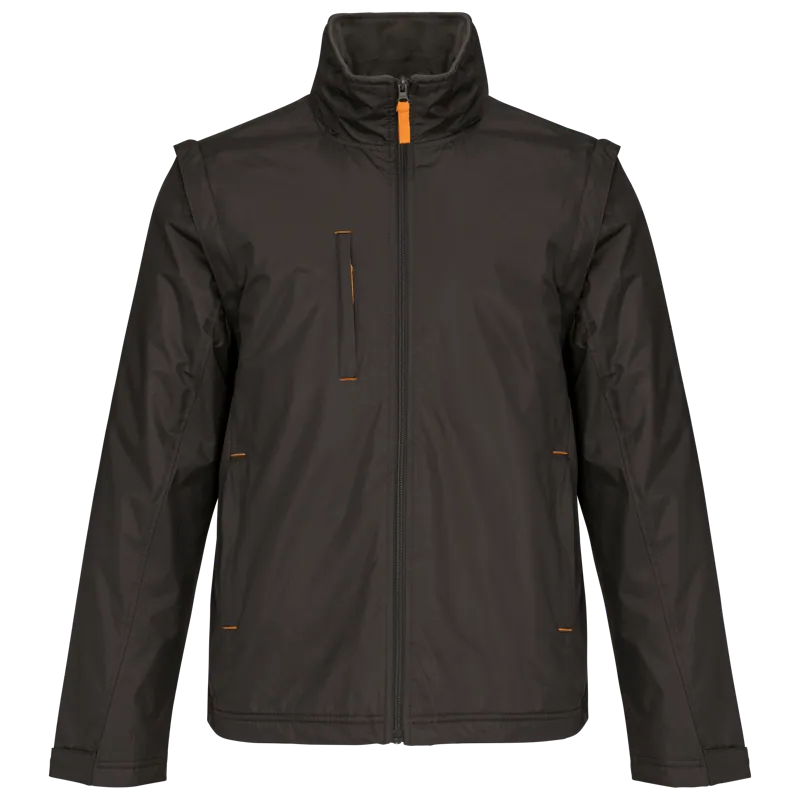 Herenjack met afneembare mouwen in Dark Grey / Orange