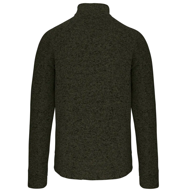 Heather herenvest met rits in Dark Khaki Melange, achterkant