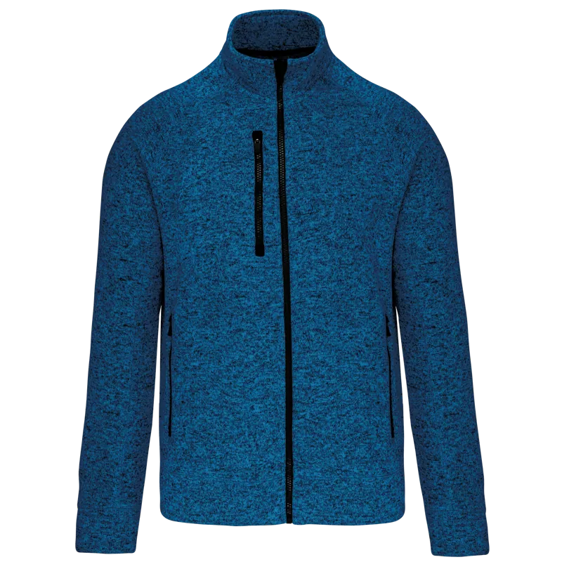 Heather herenvest met rits in Light Royal Blue Melange