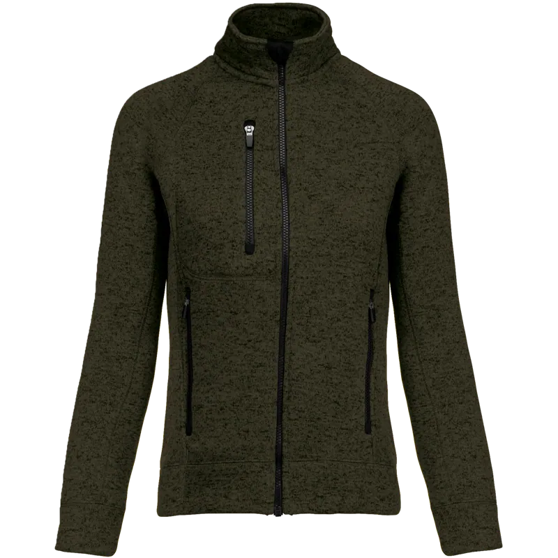 Heather damesvest met rits in Dark Khaki Melange