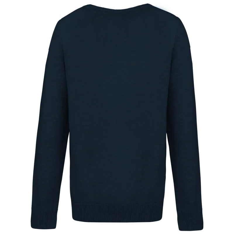 Trui met V-hals kind in Navy, achterkant
