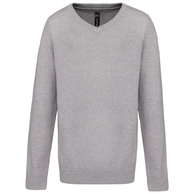 Trui met V-hals kind in Grey Melange
