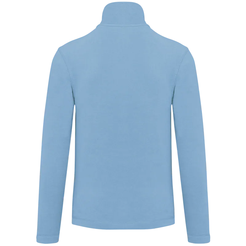 Microfleece met rits heren in Sky Blue, achterkant
