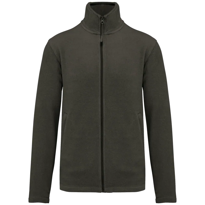 Microfleece met rits heren in Green Olive