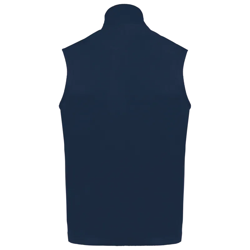 Ecologische uniseks bodywarmer van microfleece in Navy, achterkant