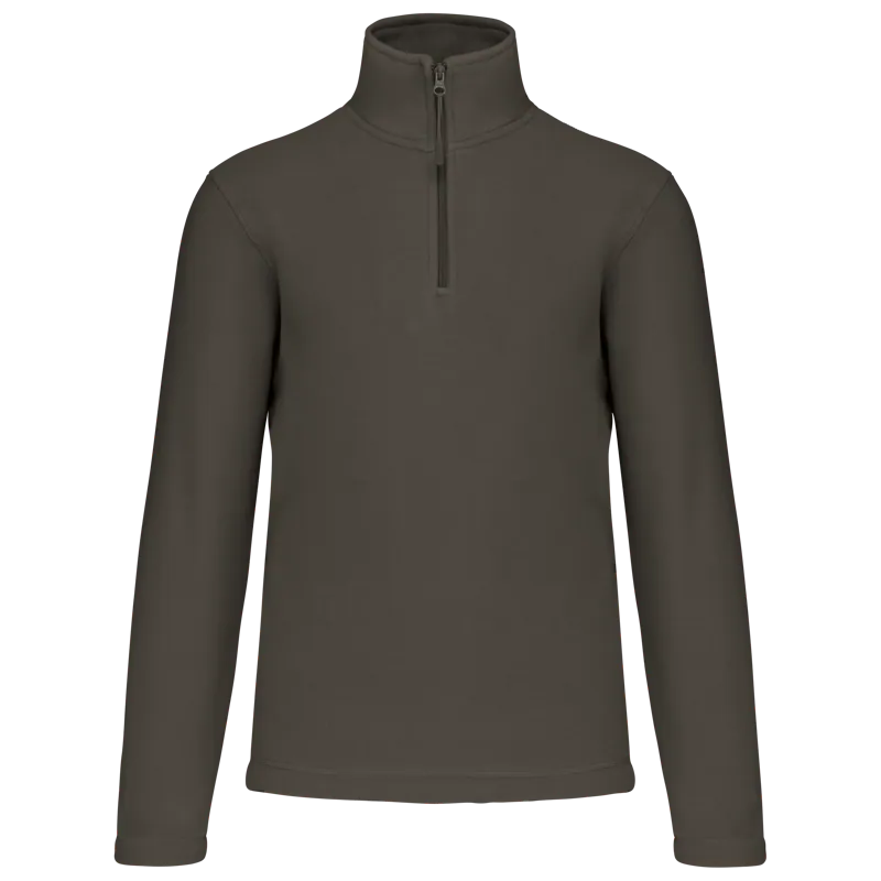 Enzo - Fleece met ritskraag in Green Olive