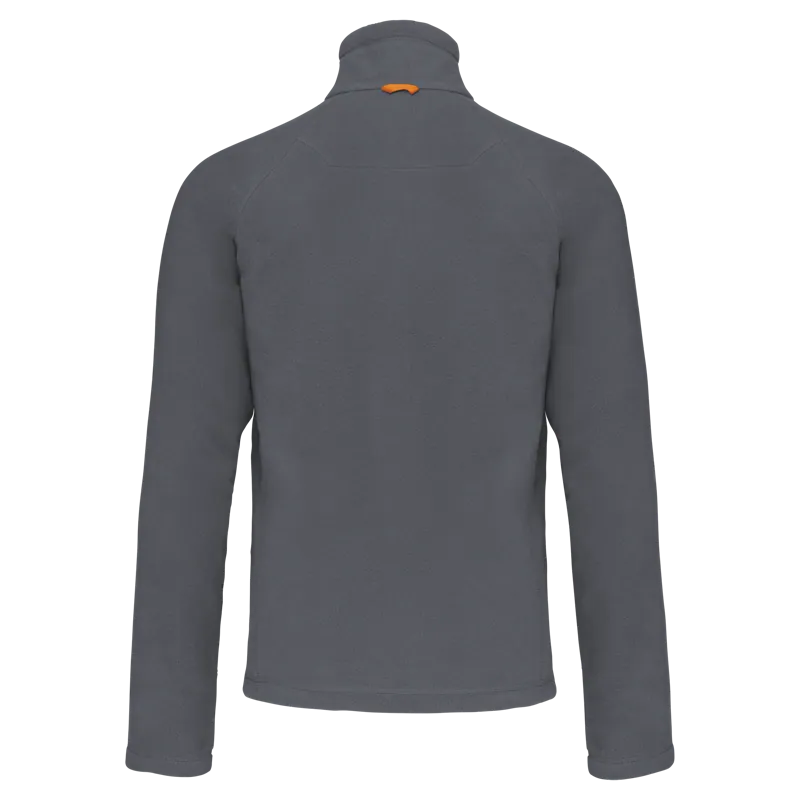 Microfleece met rits en raglanmouwen heren in Convoy Grey, achterkant