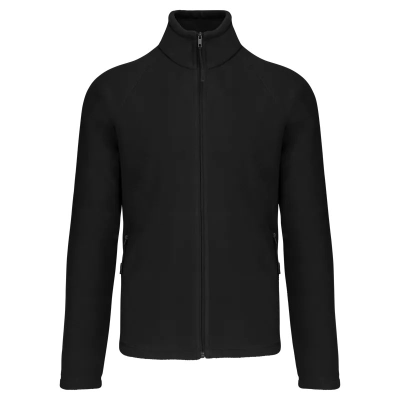 Microfleece met rits en raglanmouwen heren in Black