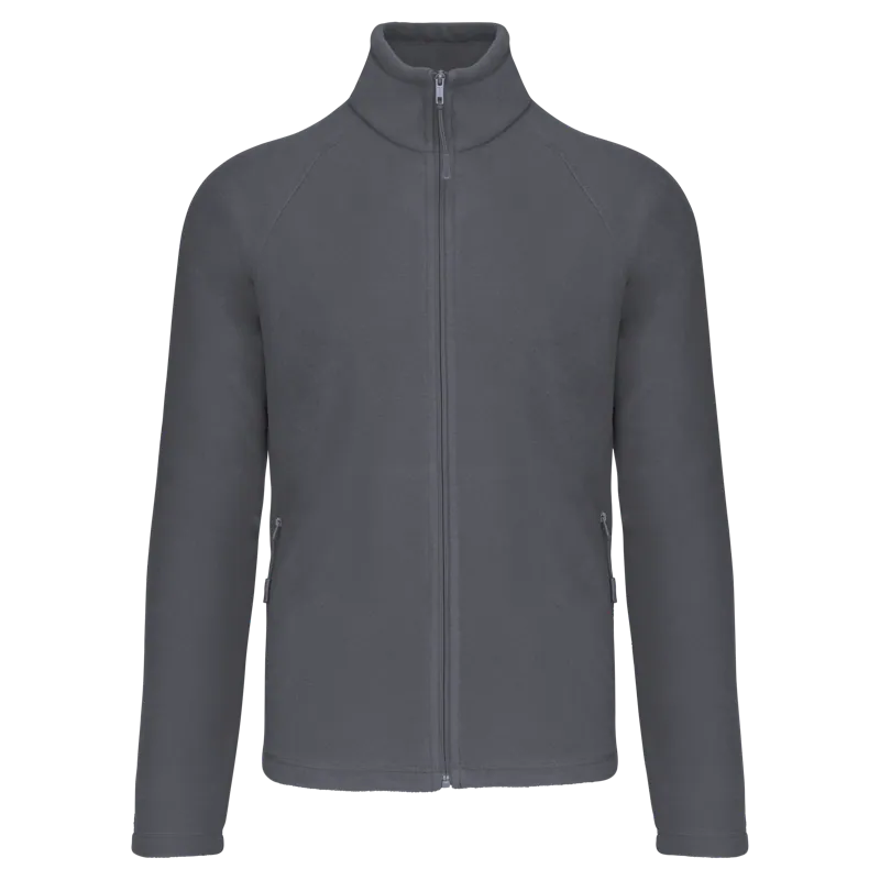 Microfleece met rits en raglanmouwen heren in Convoy Grey