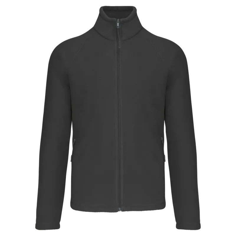 Microfleece met rits en raglanmouwen heren in Dark Grey