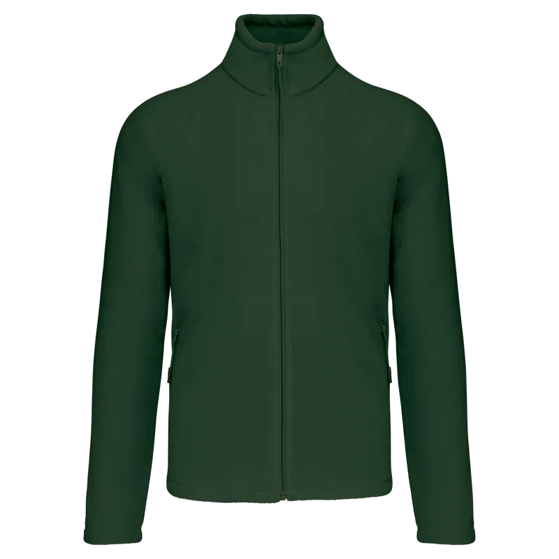 Microfleece met rits en raglanmouwen heren in Forest Green