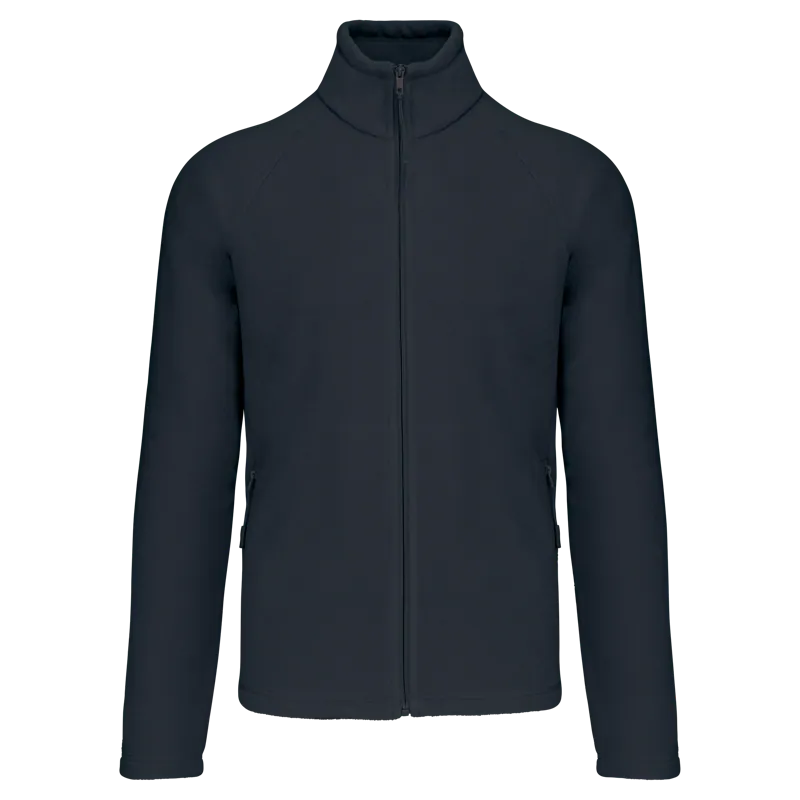 Microfleece met rits en raglanmouwen heren in Navy