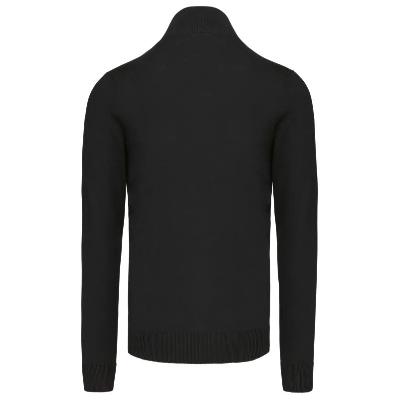Heren cardigan met rits in Black, achterkant