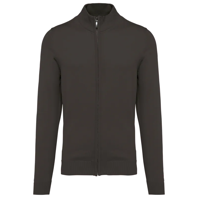 Heren cardigan met rits in Dark Grey