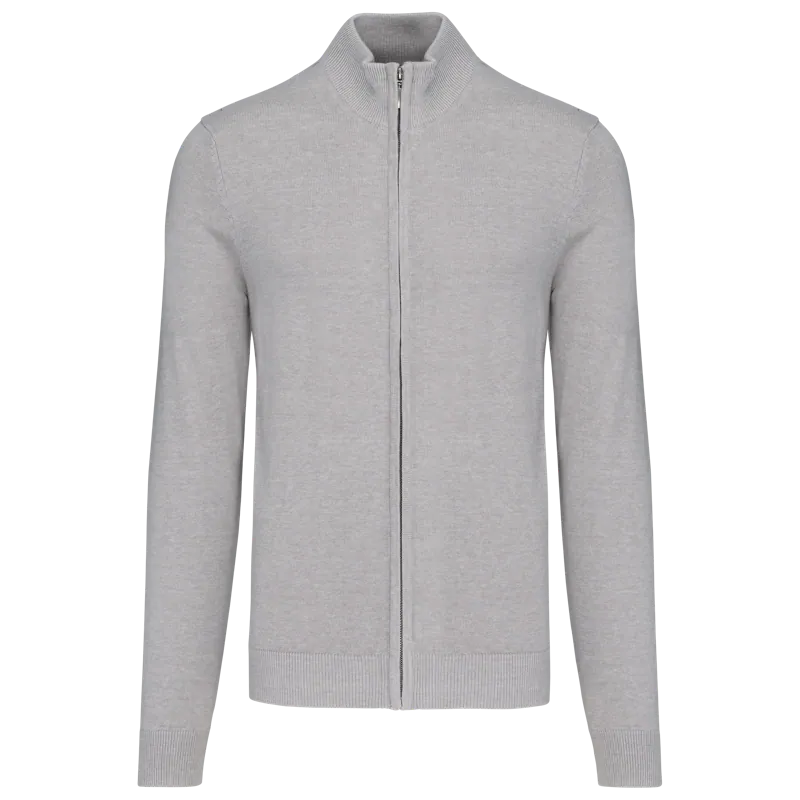 Heren cardigan met rits in Grey Melange