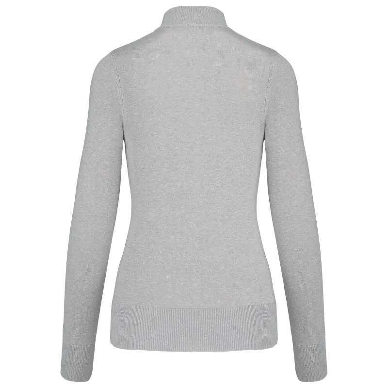 Dames cardigan met rits in Grey Melange, achterkant