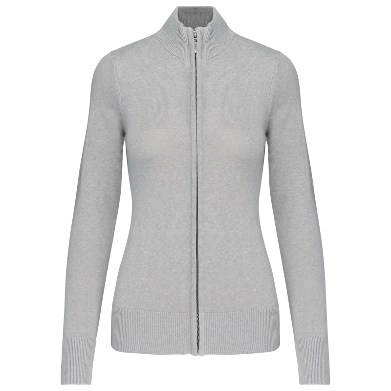 Dames cardigan met rits in Grey Melange