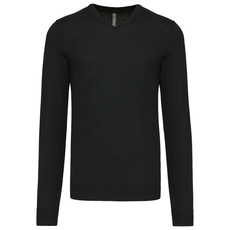 Heren pullover met v-hals in Black