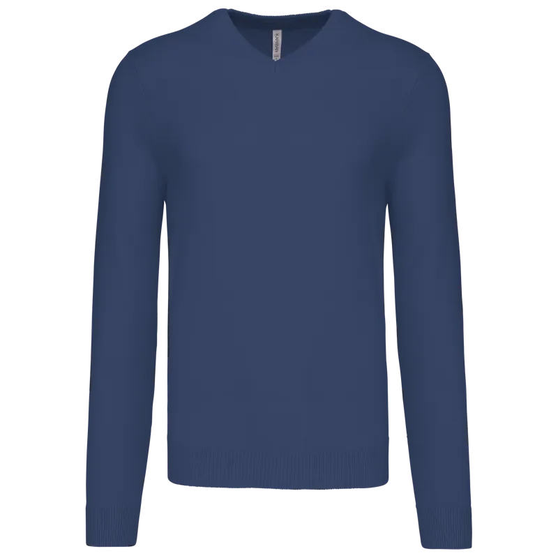 Heren pullover met v-hals in Deep Blue