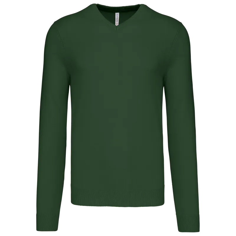 Heren pullover met v-hals in Forest Green