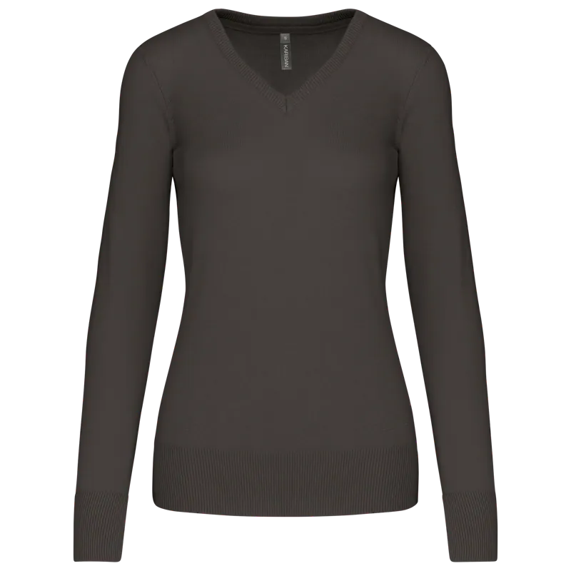 Dames pullover met v-hals in Dark Grey