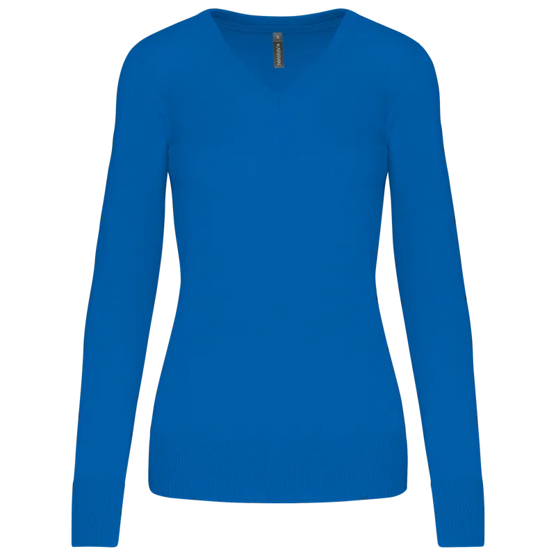Dames pullover met v-hals in Light Royal Blue
