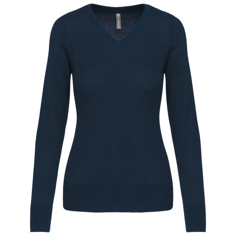 Dames pullover met v-hals in Navy