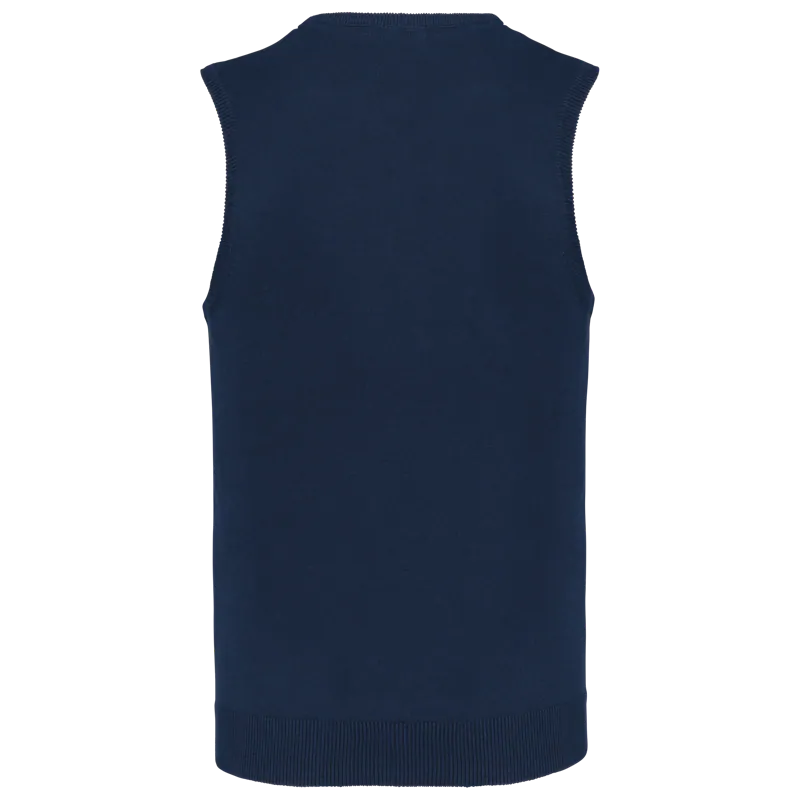 Heren spencer met v-hals in Navy, achterkant