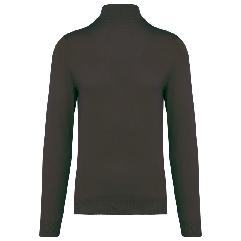 Heren pullover met ritskraag in Dark Grey, achterkant