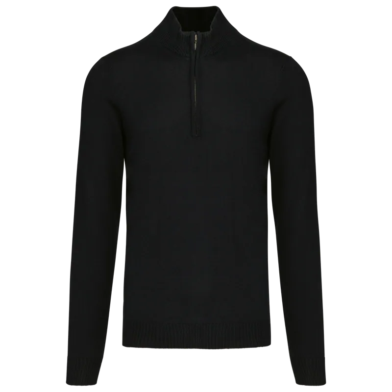 Heren pullover met ritskraag in Black