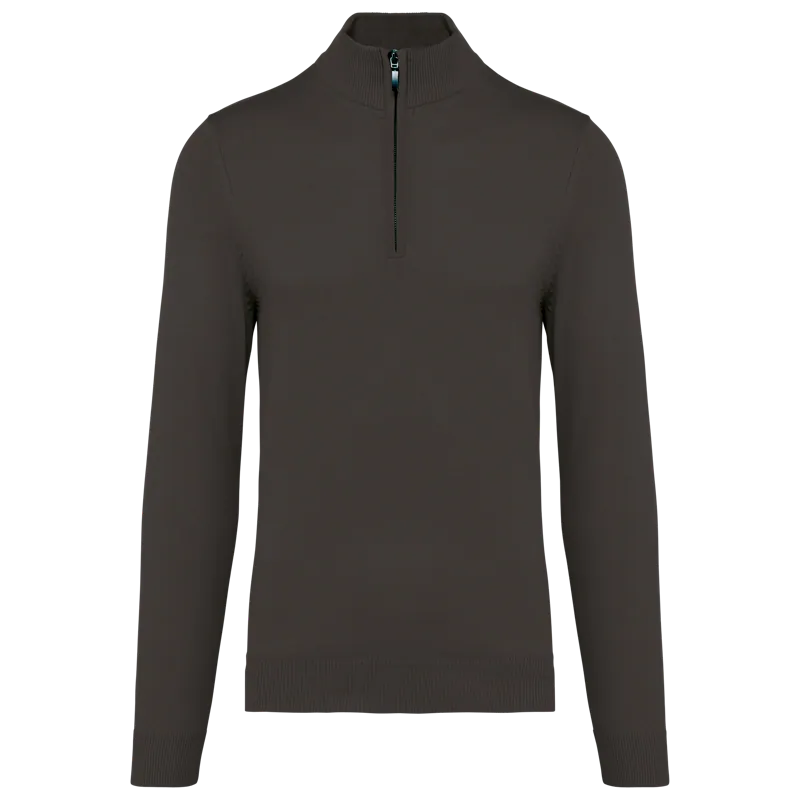 Heren pullover met ritskraag in Dark Grey